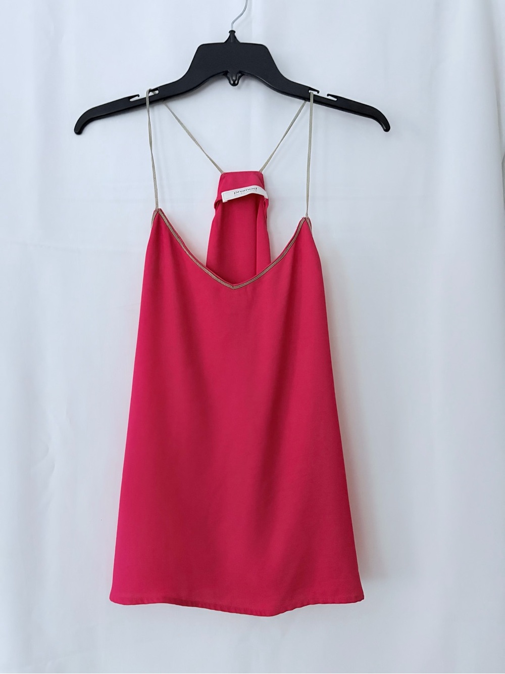 French Fuchsia V Neck Camisole with Metallic Straps